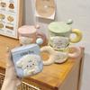 Puppy Mug with Lid Spoon Cute High Looking Couple Water Cup for Girls Home Creative Ceramic Cup Souvenir
