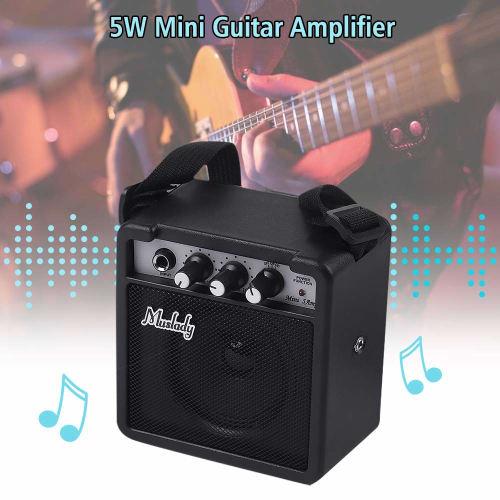 Tickas Mini Guitar Amplifier, 5W Mini Guitar Amplifier with 3.5mm and 6.35mm Inputs, 1/4-Inch Output, Speaker, Volume, Tone, and Overdrive Adjustments