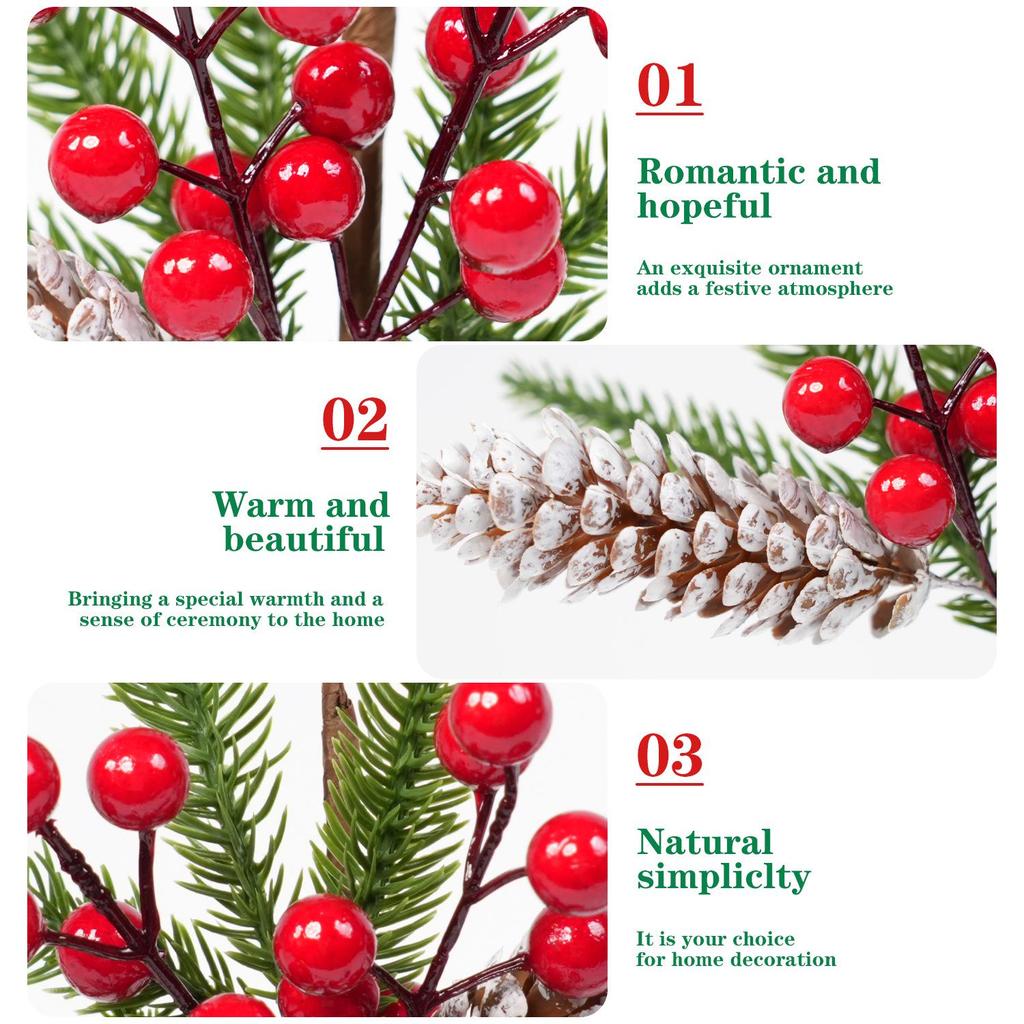 Cross-Border Hot Sale In-Stock Artificial Holly Berry Flowers for Arranging and Decorating