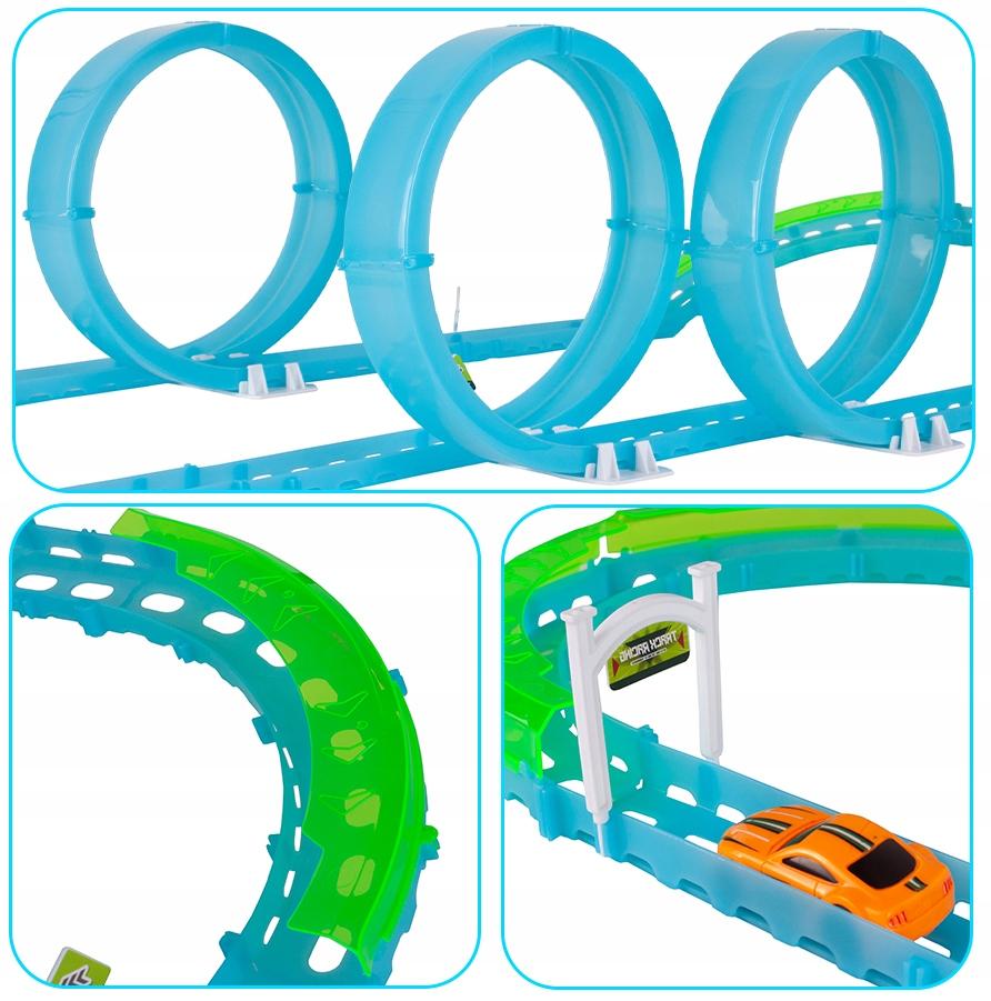 [PACZA][5] Large Glowing Car Racing Track Loops + Sports Car U826
