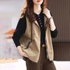 Hooded Vest Jacket Women's Spring and Autumn Zipper Solid Color Pockets Outside Sleeveless Tops