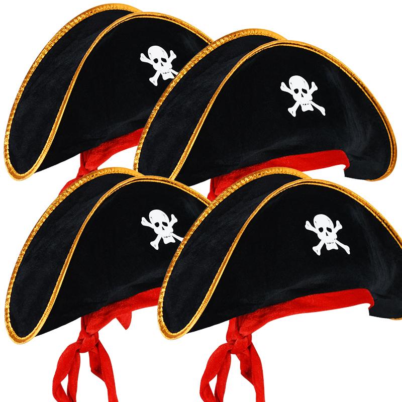 2Pcs/Set Pirate Hat And Pirate Skull Eye Patches Halloween Cosplay Captain Cap Headband For Adult Kids Birthday Party Decor Prop