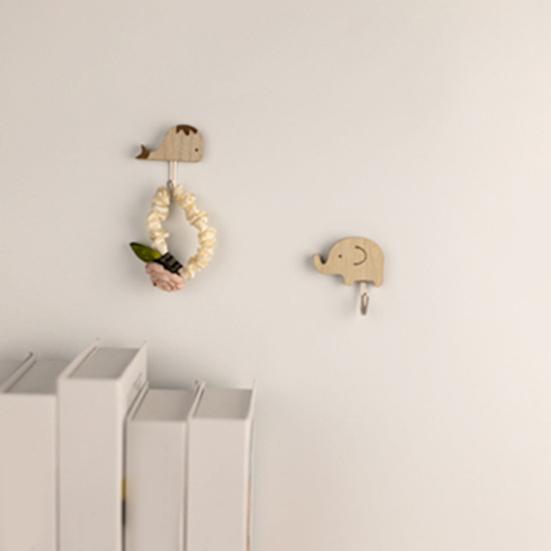 6 шт. Крючки для одежды Вешалки для полотенец Высокая грузоподъемность Легко установить Самоклеящиеся Деревянные Настенные крючки в виде мультяшных животных