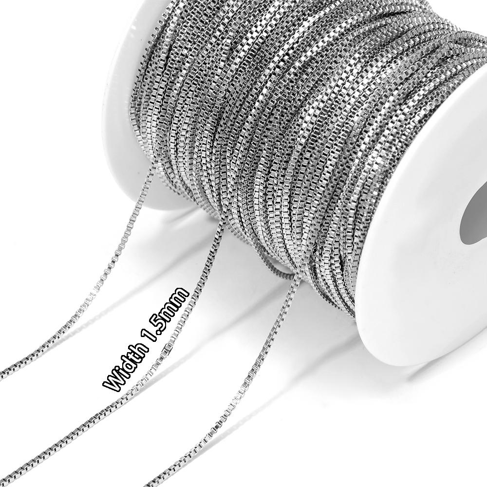 2 метра Нержавеющая сталь Плоская Коробчатая Цепь Звеньевые Цепи DIY Фурнитура для Бижутерии Изготовление Браслетов Аксессуары для Ожерелий Принадлежности