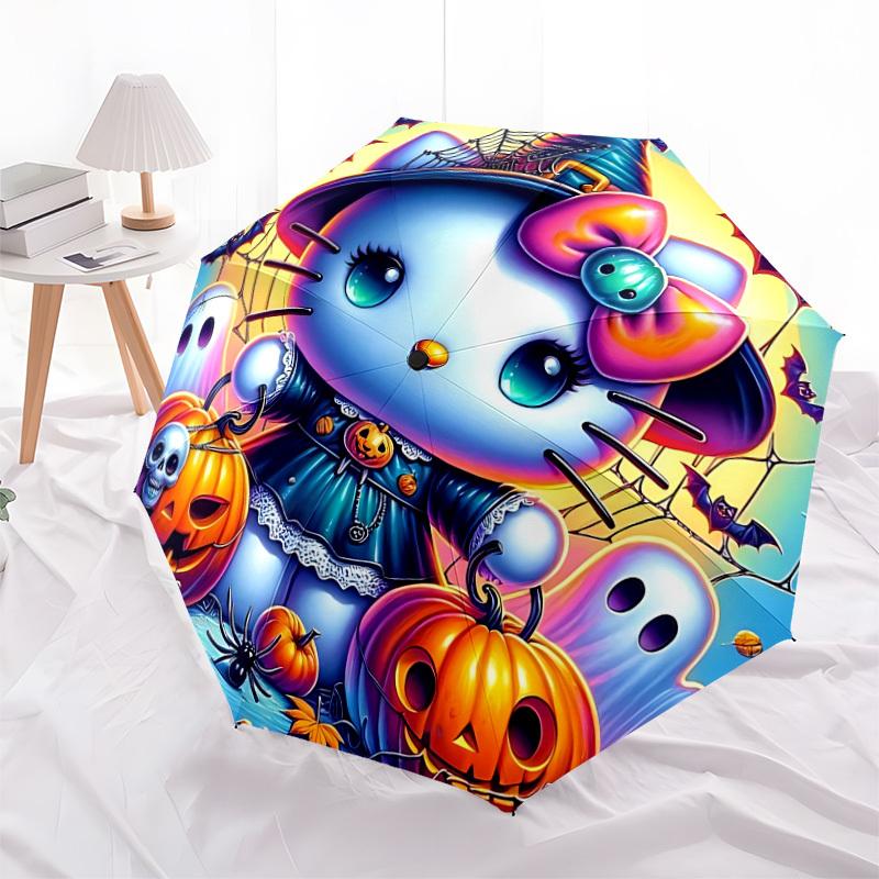 1pc Halloween Hello Kitty Automatic Open/Close Umbrella, Lightweight Design for Everyone, Halloween & Christmas Gifts - Ideal for Daily, Formal, Party