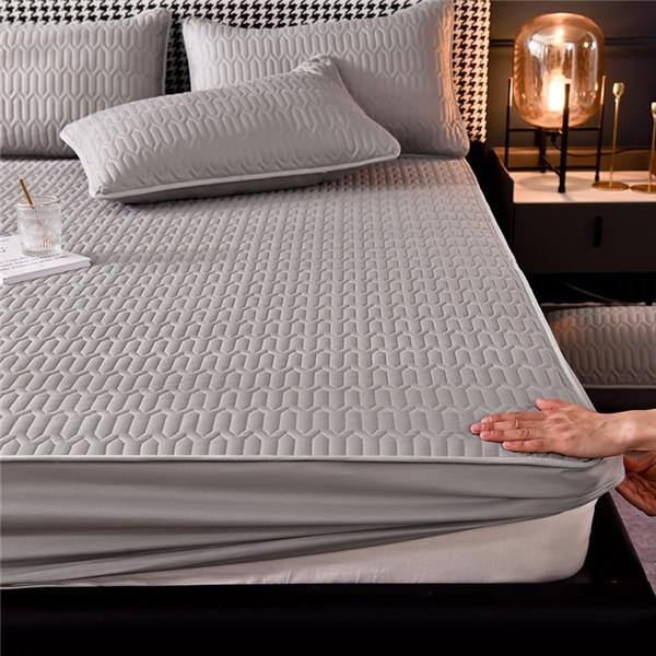 Защитный чехол для кровати Наматрасник Толстая стеганая простыня на подкладке Однотонное постельное белье Queen King Нескользящая простыня Пылезащитный чехол Утолщенные простыни Без наволочки