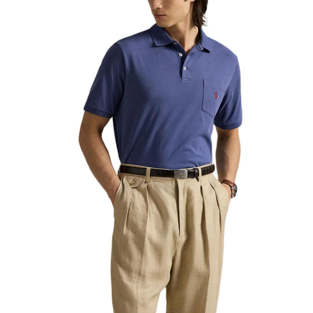 Polo Ralph Lauren Вязаная футболка поло из стираного хлопка с логотипом Мужские топы 710979252005