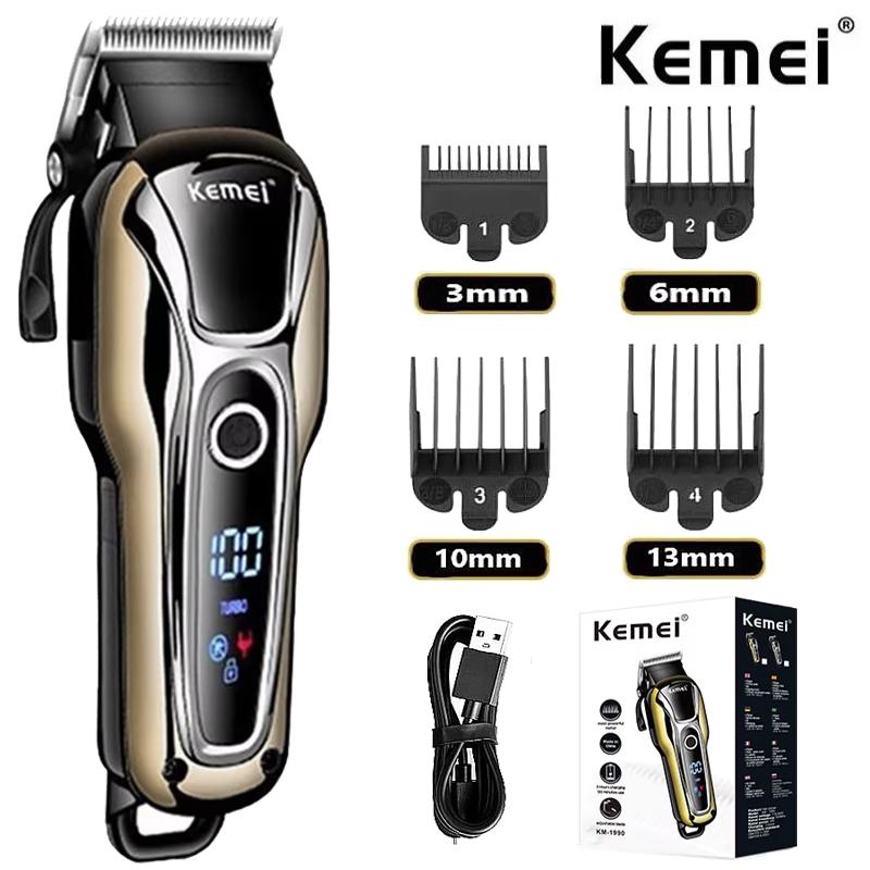 Kemei 1990 новая машинка для стрижки волос профессиональная машинка для стрижки волос мужская машинка для стрижки волос электрический триммер ЖК-дисплей машинка для стрижки волос Универсальный набор