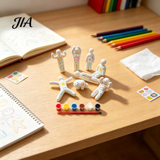 Handmade Art Collection 8Pcs Paintable Blank 3D Printed Chameleon Figurines, DIY Unpainted White Craft Project Model Kit with Painting Brushes,