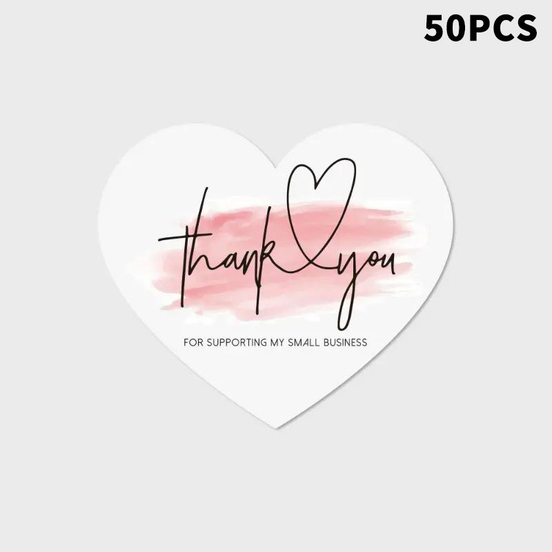 50 шт. 5 стилей розовые бирки «Спасибо» в форме сердца, наклейки для подарочной упаковки, для вечеринки