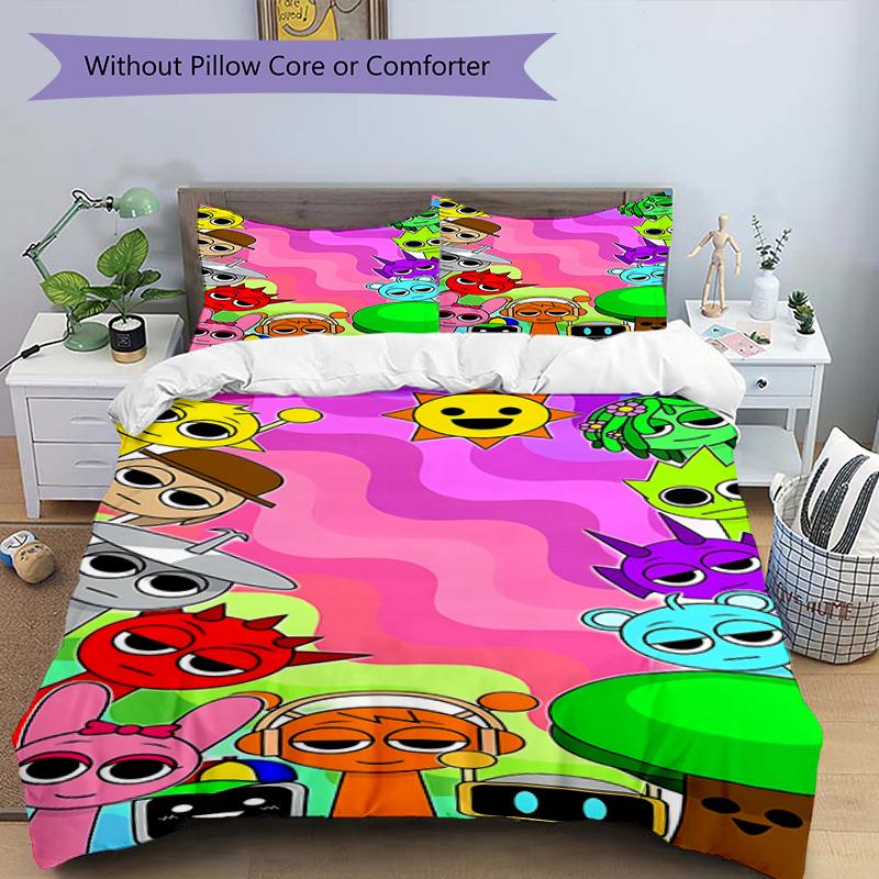 3pcs SPRUNKI9 Design Cover Set - HD Printed Bedding with 1 Cover and 2 Pillowcases - Perfect for Home and Dorm Decor