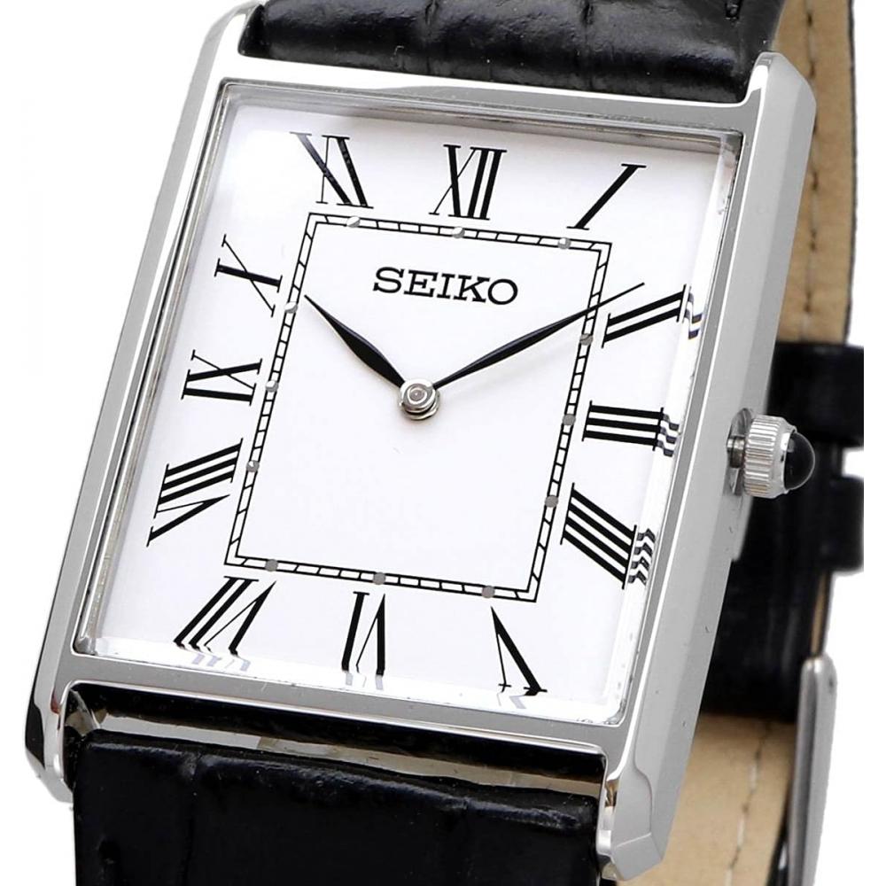 [Seiko] Мужские часы Seiko S Square deSign с кварцевым механизмом Swr049 Белый циферблат X Черный кожаный ремешок [Продукт, ввезенный по параллельному импорту]