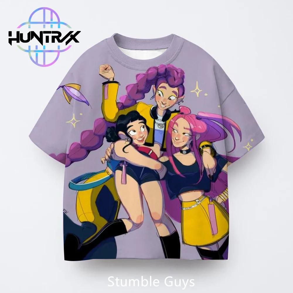 Kpop Охотники на демонов Летняя детская 3D мультяшная футболка с коротким рукавом Повседневная модная для мальчиков и девочек Аниме одежда