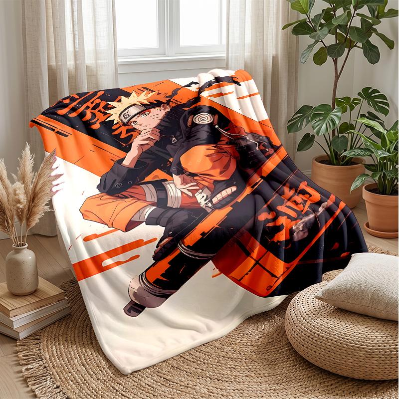 Naruto Uzumaki Printed Flannel Blanket Skin Friendly Warm Decorative Throw for Indoor Couch Bed Daily Use