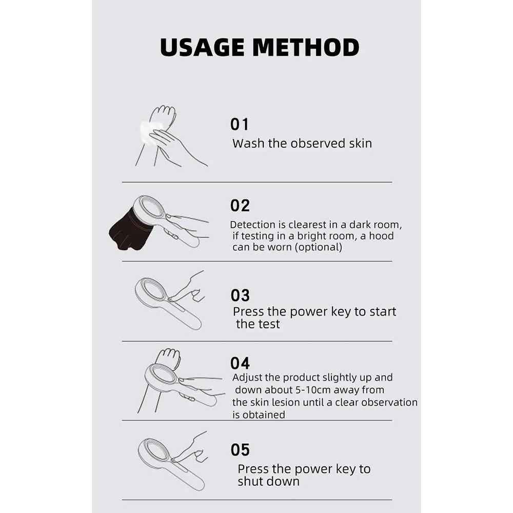 Лампа Вуда Ультрафиолетовый УФ Инструмент для Анализа Кожи Персональный Уход за Красотой Уход за Кожей Увеличительный Анализатор для Ежедневного Использования в Красоте