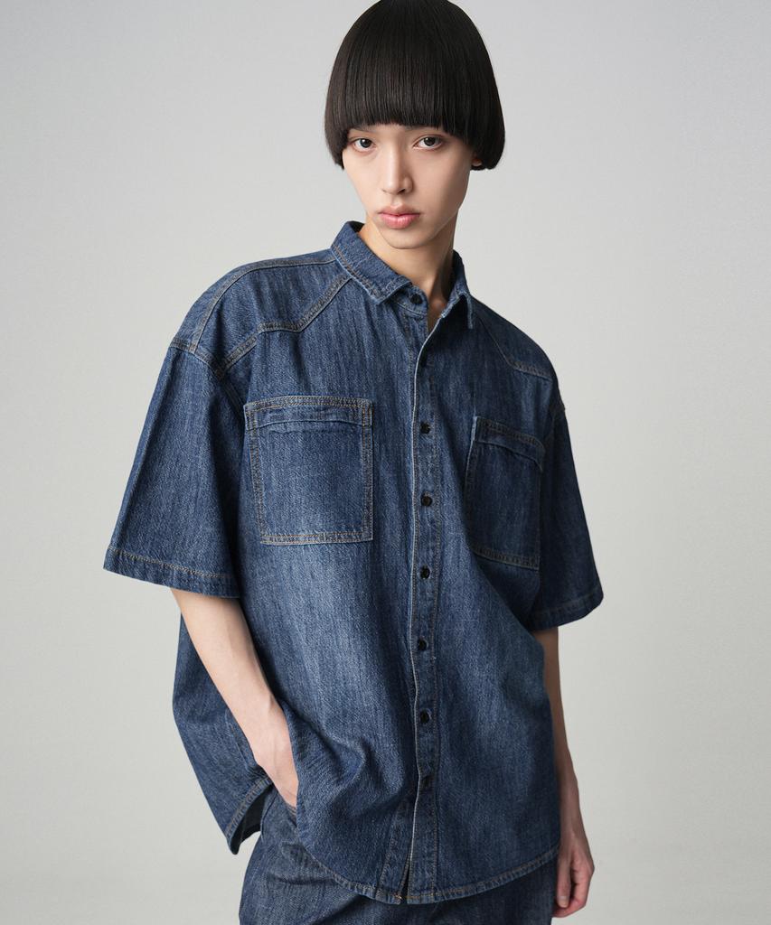 AVANDRESS Cooling Western Short-Sleeve Denim Shirt - 2Col