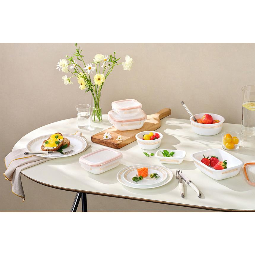 Corelle Jacquard Band Прямоугольный герметичный контейнер для хранения продуктов 5 шт. Можно мыть в посудомоечной машине, можно использовать в духовке Желтый