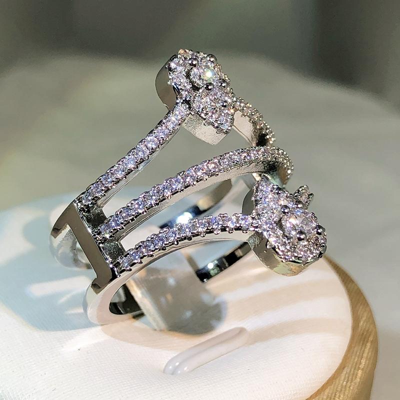 Высокое качество, симметричное двойное кольцо с каплей воды, креативное кольцо из стерлингового серебра 925 пробы, подходит для пар, вечерние подарки на день Святого Валентина