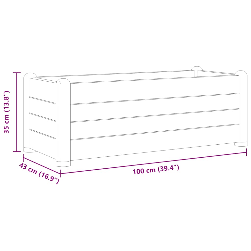 Garden Raised Bed PP Anthracite 100 x 43 x 35 cm