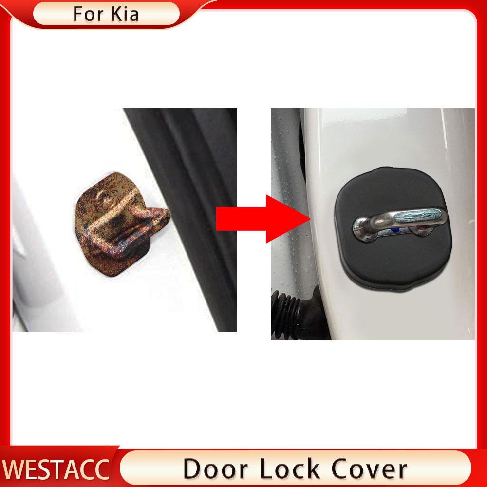 4 шт., защитная крышка для дверного замка автомобиля из АБС-пластика, наклейка для Kia Rio 5 Mohave Morning Rondo 7 Carens Koup Optima