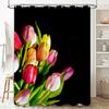 Modern Floral Print Shower Curtain Set Bathroom Decor with Vivid Colors for Kitchen 3D Printed Water-Saving Bath Curtains Size:1