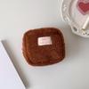 Однотонный плюшевый мини-кошелек для монет, милый кошелек для девочек, косметичка, помада, квадратные сумки-клатчи на молнии, портативный чехол для наушников