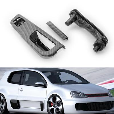 Переключатель окна двери водителя, рамка + ручка пассажирской двери для VW GOLF MK4, 2-дверный левый руль, текстура из углеродного волокна, автомобиль