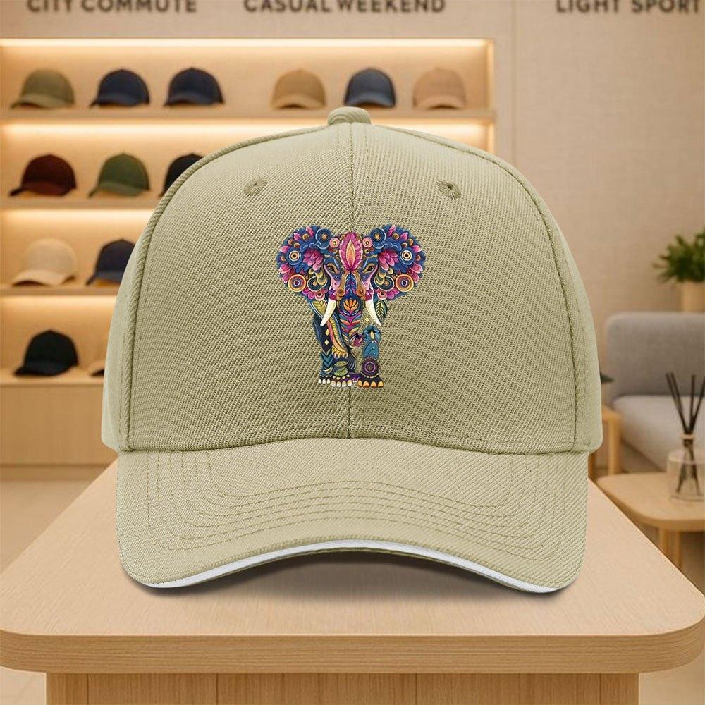 Colorful Mandala Elephant Baseball Cap Adjustable Polyester Outdoor Sports Casual Cap Unisex
