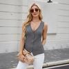 Women's Sleeveless Suit Vest Slim Fit Single Breasted Business Vest V