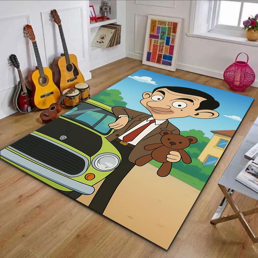 Cartoon Man with Teddy and Car Patterned carpet, non slip mat suitable for living room and bedroom sofas