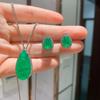 Jewelry Necklace Earrings Female Simulation Emerald Pendant Emerald Set Women'S Birthday Gift