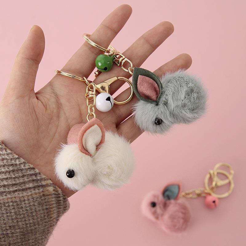 Cute Cartoon Plush Pendant Keychain Teddy Dog Car Pendant Handmade Wool Felt Jewelry Key Chain Rabbit Pendant Creative Gift