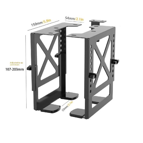 10-28cm Adjustable NAS Under Desk Mount - Holds 10-12KG, Metal Bracket for PC Case/Printer/Synology, Saves Space