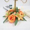 Artificial Flowers Candle Ring Simulated Mini Rose Wreath Candlestick Wreath  Christmas Ornament