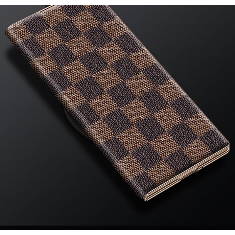 Magnetic Flip Leather Case Galaxy Z Fold7 W26 W25 Gold-Plated Edge Genuine With Grid Shockproof Heat