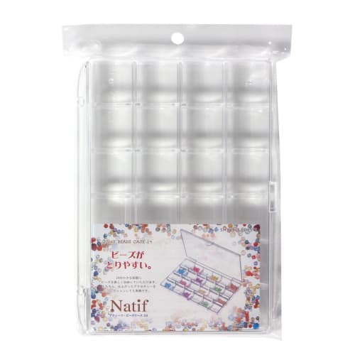 Shinkohanger Bead Case, 24 Compartments, Clear, Made In Japan, Transparent Organizer Box, Storage Case with Dividers, Craft Supplies, DIY Tray, Nail A