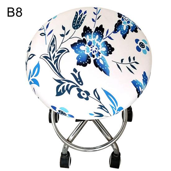Round Floral Printed Elastic Spandex Seat Cover Decor for 30-45cm Chair Stool