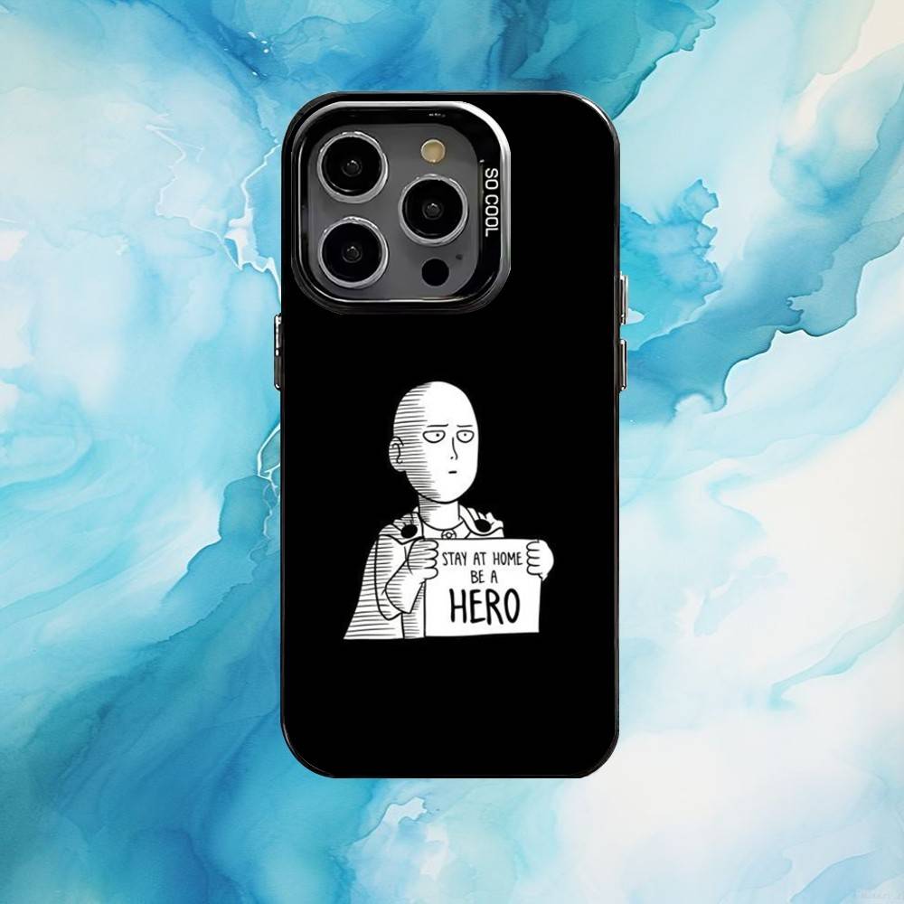 One P-Punch Man S-Saitama Phone Case For iPhone17,16,15,14,13,12,11 Plus,Pro Max Black Candy silver phone case
