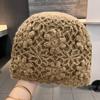 Handmade flower bag head hat women's fashion pullover hat versatile stacking hat winter cold warm knitted wool hat