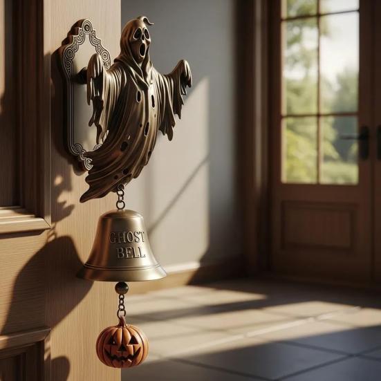 Halloween Door Bell Ornament Vintage Metal Witch Reaper Ghost Pumpkin