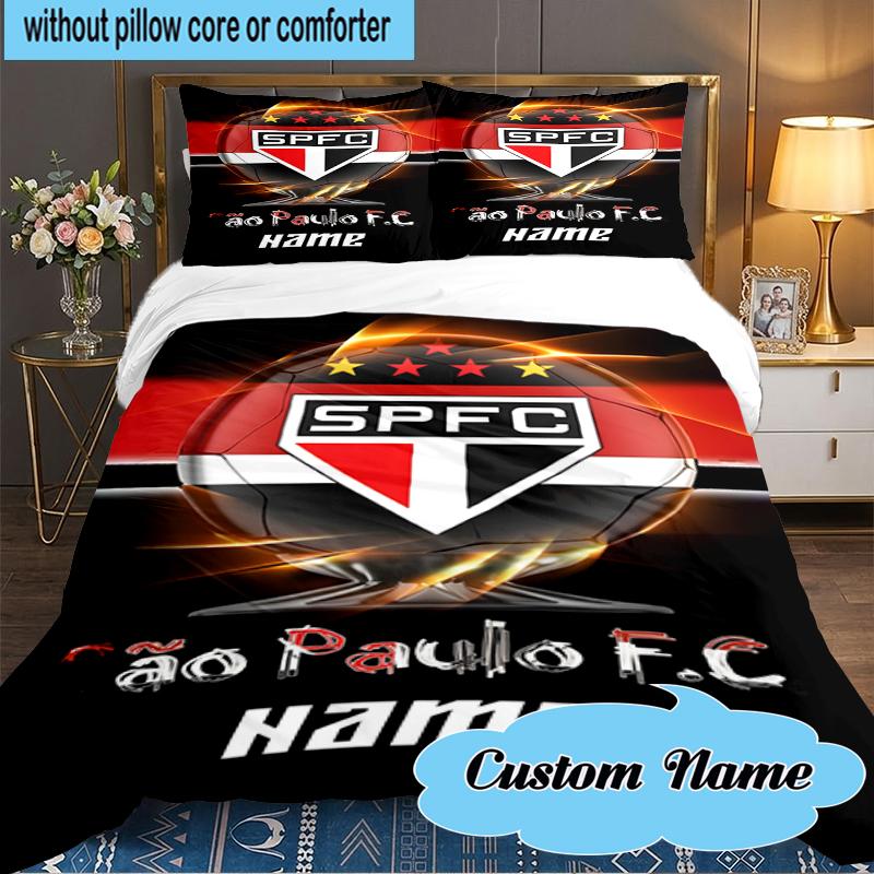 Custom Name Sao Paulo Team Spirit Bedding Set 3pcs, Bedding Set Including 1pc Duvet Cover And 2pcs Pillowcases for Bedroom, Dormitory Gift