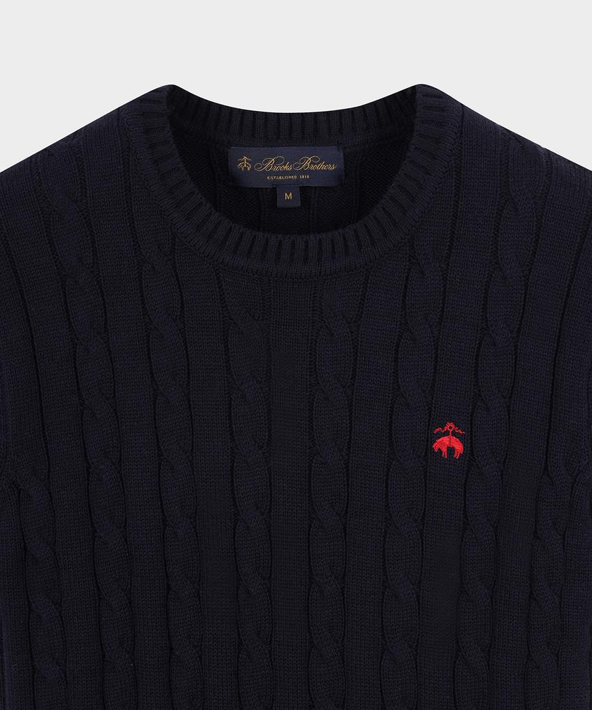 BROOKS BROTHERS [Women'S] Cotton Cable Crew Neck Short Sleeve Sweater (Dark Navy) (Bbwrwb201Arfm)