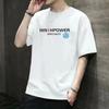 Men's Summer Casual Loose Size 100% Cotton Letter Print Round Neck Short Sleeve T-shirt Top
