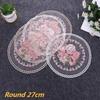 European Round 3D Embroidered Transparent Coaster Placemat Coffee Cup Wine Glass Non-slip Pad Party Barware Flatware Decoration