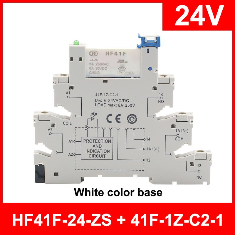 Реле 6A 1CO 41F-5-ZS 41F-12-ZS 41F-24-ZS 5V 12V 24V Крепление на DIN-рейку со светодиодом Высокочастотное Ультратонкое Тонкое/SSR Реле