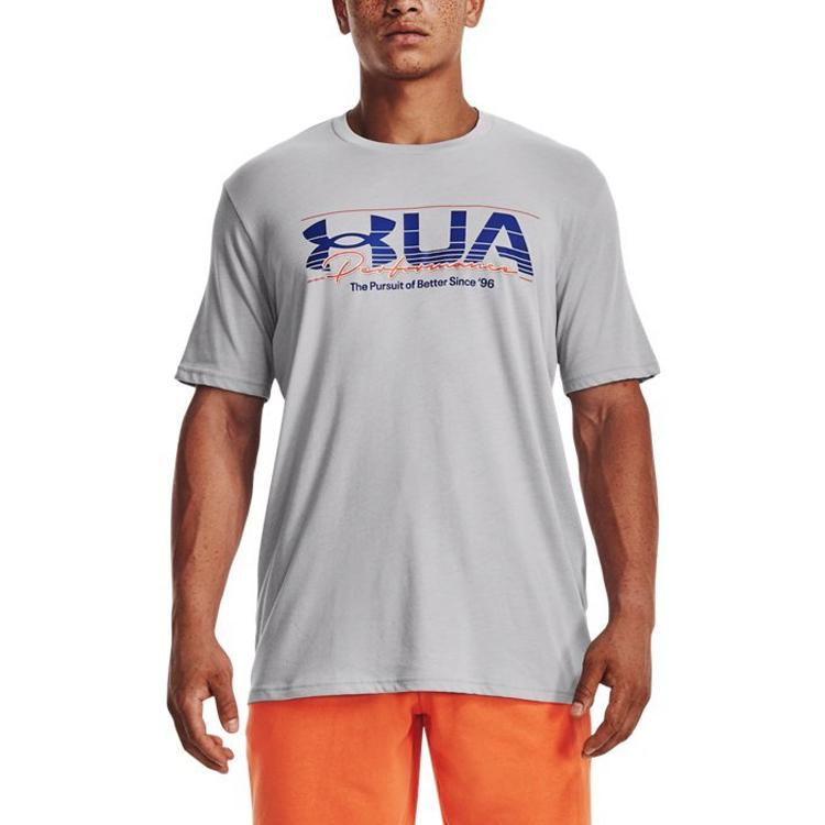 Under Armour T Shirts Men's Gray Crew Neck Moderate Straight Fit 1376845-011