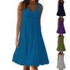 Women's Vest Dresses Summer Spring Pleated Bohemian Dresses Cute Sleeveless Flowing Beach Straight T-Shirt Tank Dresses Round Neck Dresses