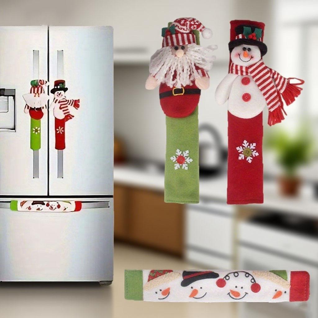 1 комплект рождественских чехлов для ручек холодильника - украшения для интерьера дома и холодильника