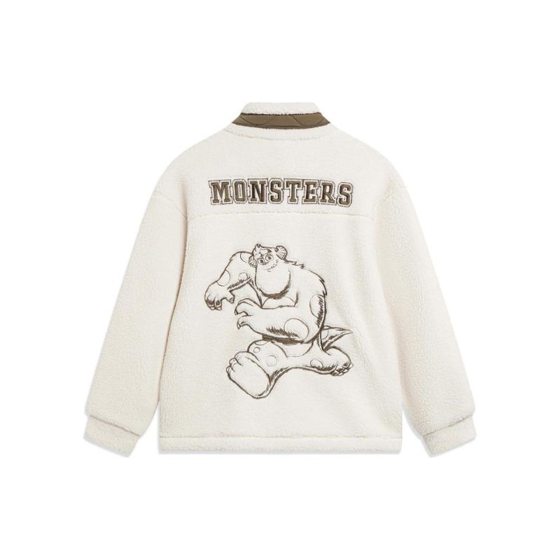 Li Ning X Disney Monsters University цветная флисовая теплая свободная трикотажная куртка с длинным рукавом мужская куртка AFDT655-3