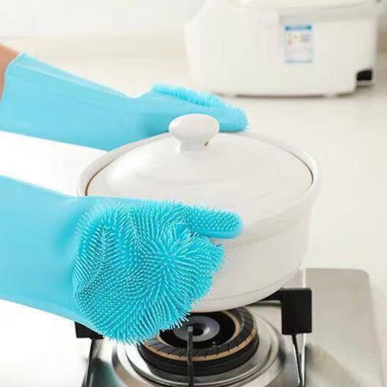 1 Pair Dishwashing Gloves Reusable Anti-slip Pattern Comfortable Cleaning Protective Gloves Household Kitchen Tools
